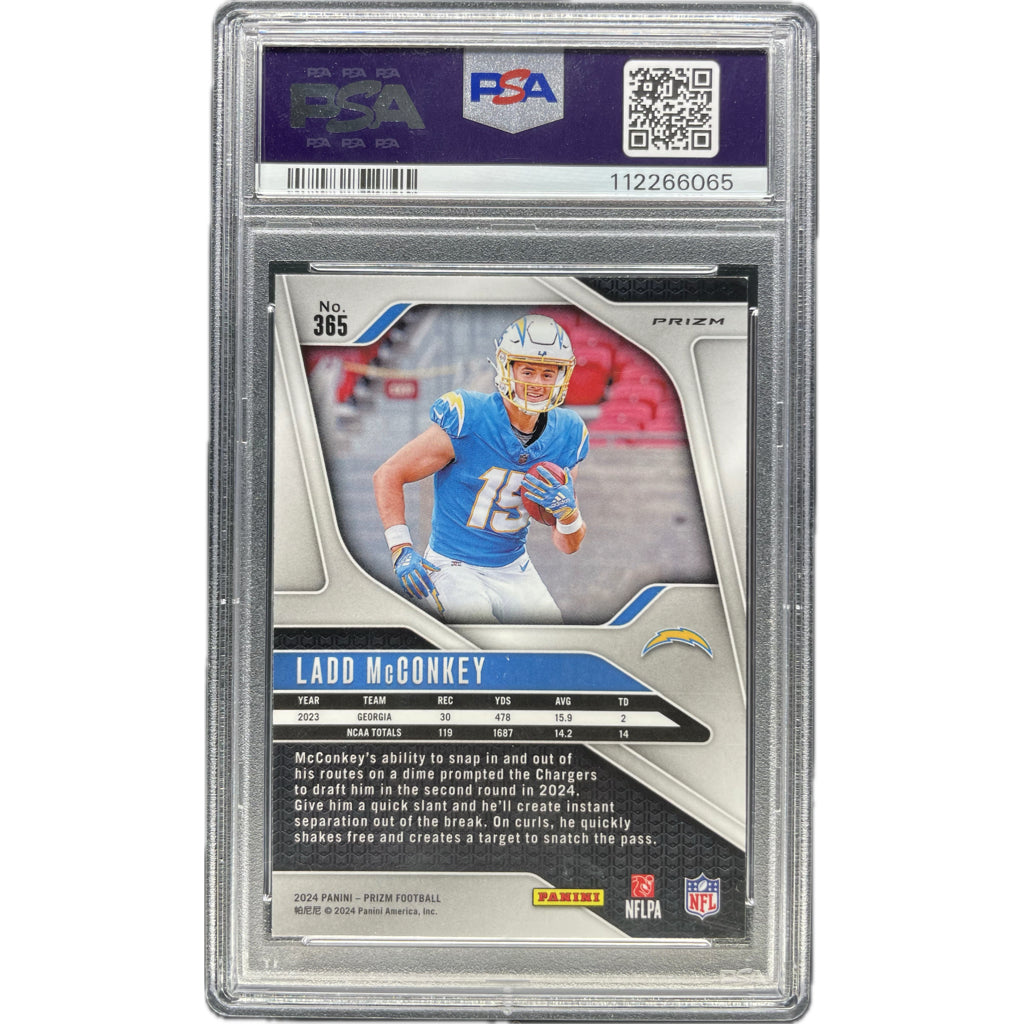 Ladd McConkey - 2024 Prizm Silver Prizm On-Card Autograph - PSA Authenticated Trading Card