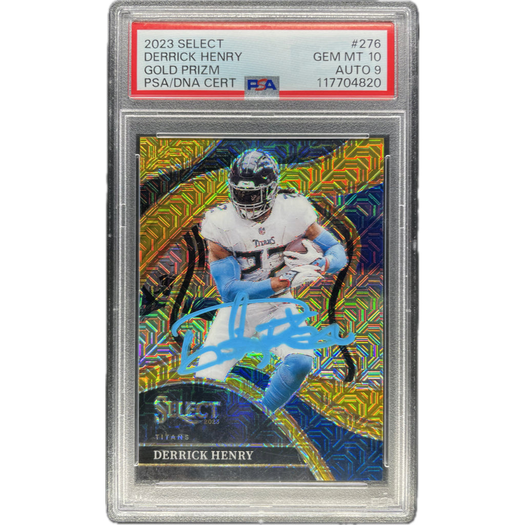 Derrick Henry - 2023 Select Gold Prizm On-Card Autograph - PSA Authenticated Trading Card