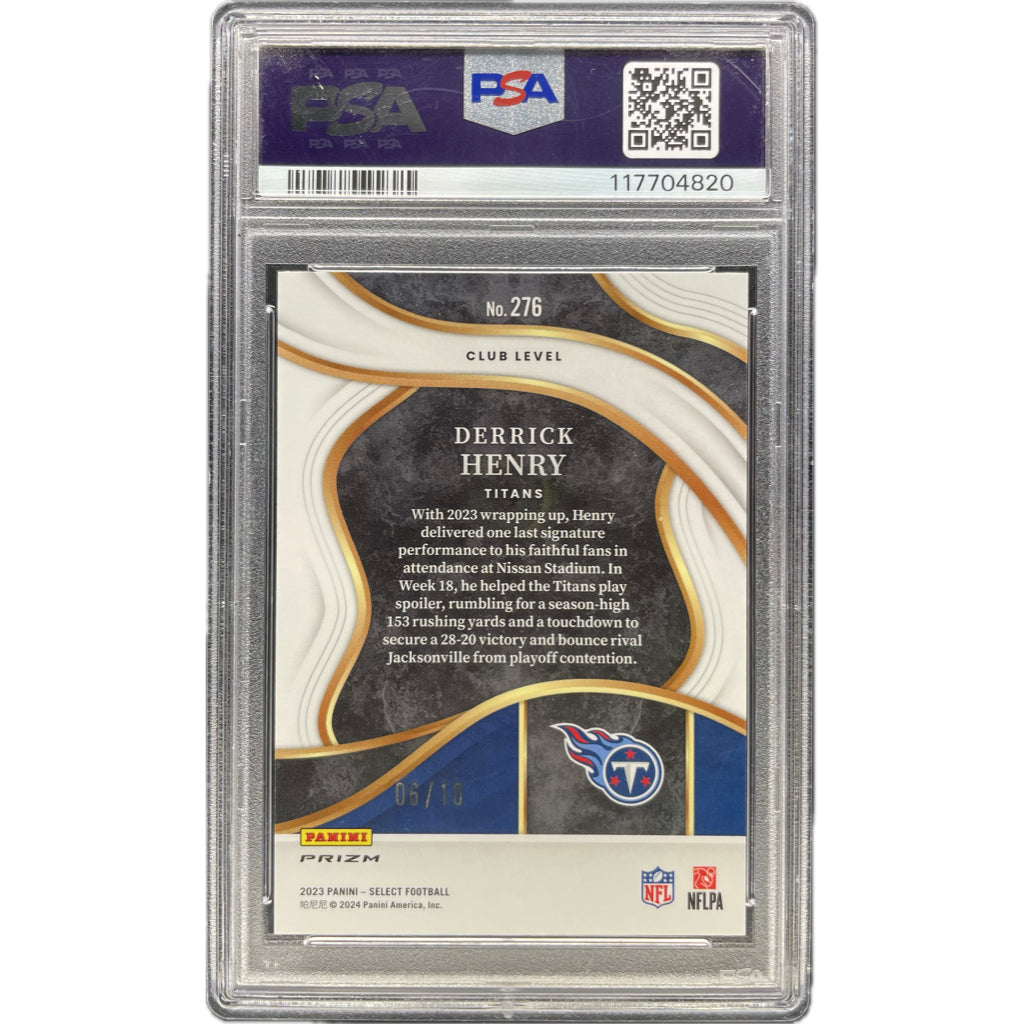 Derrick Henry - 2023 Select Gold Prizm On-Card Autograph - PSA Authenticated Trading Card