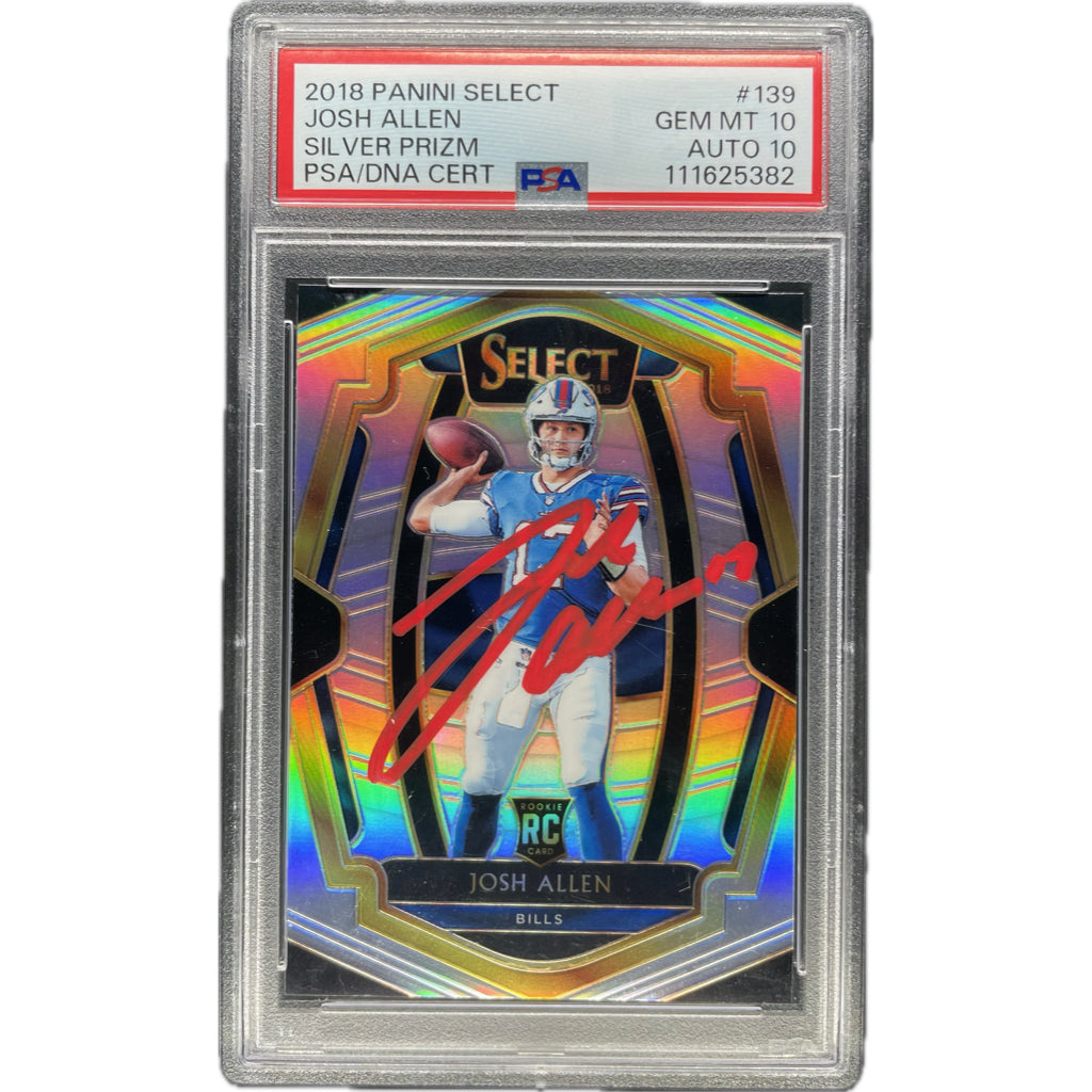 Josh Allen - 2018 Panini Select Silver Prizm On-Card Autograph - PSA Authenticated Trading Card