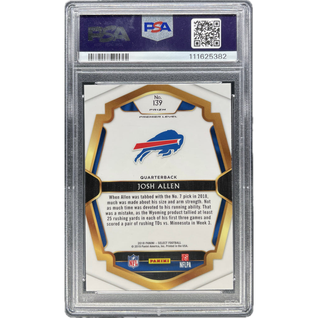 Josh Allen - 2018 Panini Select Silver Prizm On-Card Autograph - PSA Authenticated Trading Card