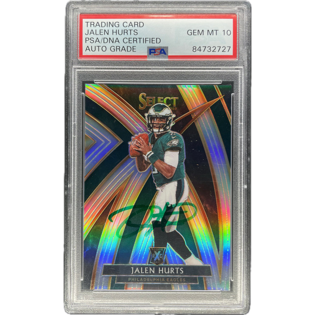 Jalen Hurts - 2019 Panini Select Silver XRC On-Card Autograph - PSA Authenticated Trading Card