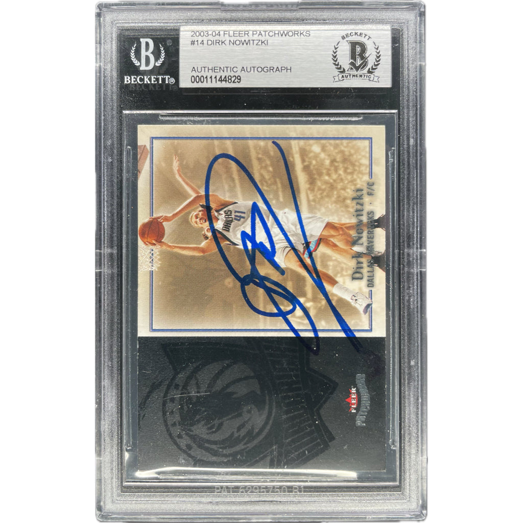 Dirk Nowitzki - 2003-04 Fleer Patchworks On-Card Autograph - Beckett Authenticated Trading Card