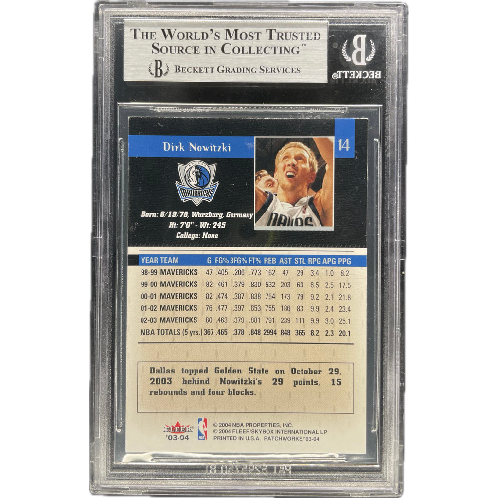 Dirk Nowitzki - 2003-04 Fleer Patchworks On-Card Autograph - Beckett Authenticated Trading Card