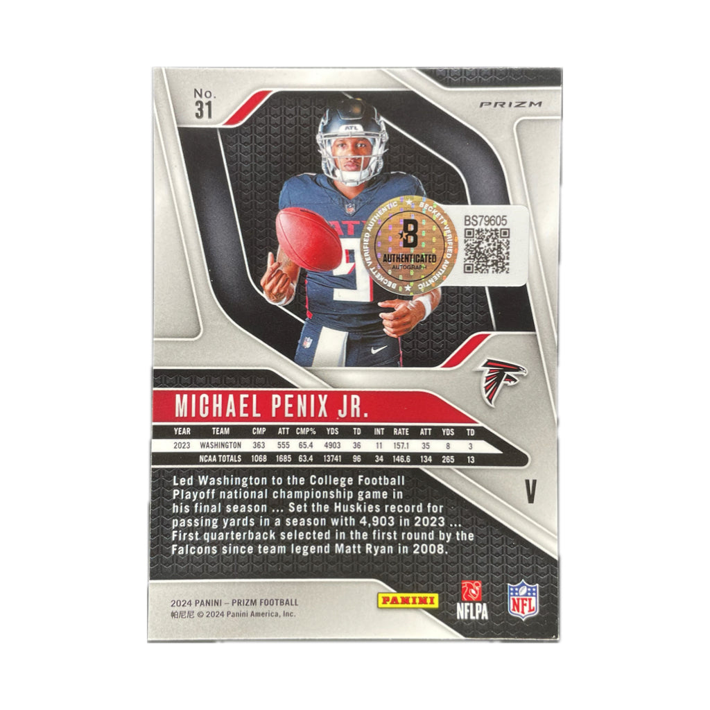 Michael Penix Jr - 2024 Panini Prizm Rookie Card On-Card Autograph