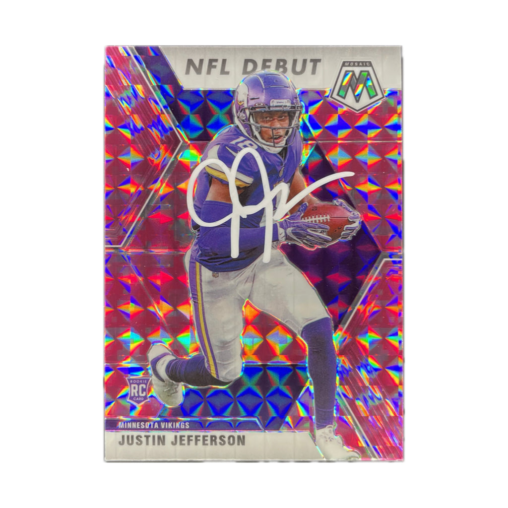 Justin Jefferson - 2020 Panini Mosaic NFL Debut Camo Pink Rookie On-Card Autograph