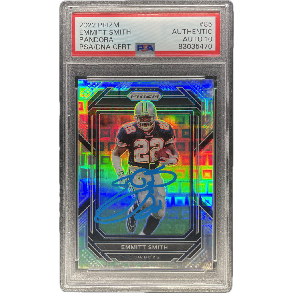 Emmitt Smith - 2022 Panini Prizm Pandora #/400 On-Card Autograph - PSA Graded Trading Card
