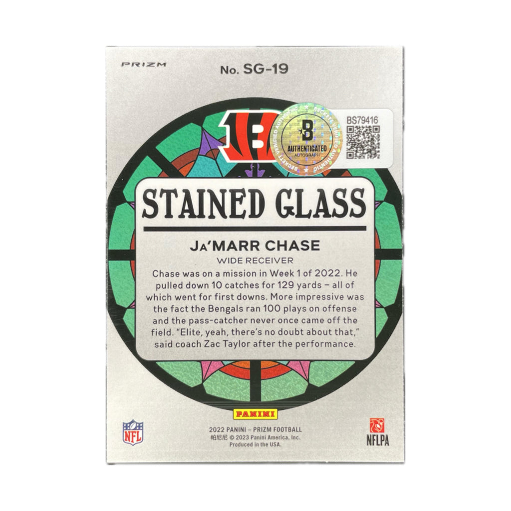 Ja'Marr Chase - 2022 Panini Prizm Stained Glass On-Card Autograph
