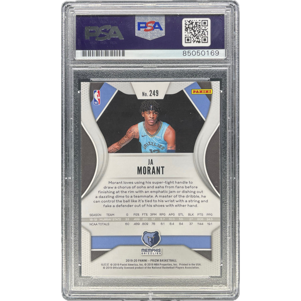 Ja Morant - 2019-20 Panini Prizm Rookie Card On-Card Autograph PSA Graded Trading Card
