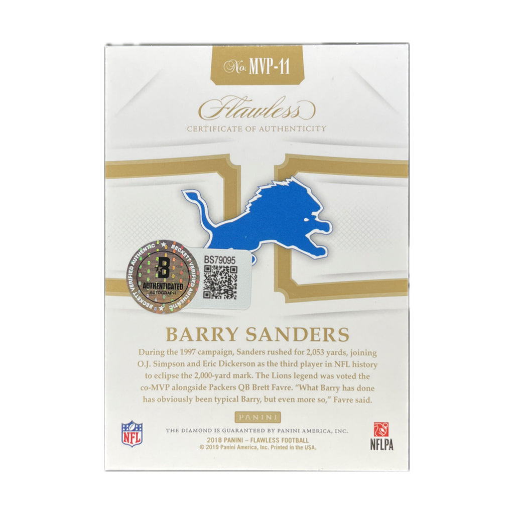 Barry Sanders - 2018 Panini Flawless MVP Diamond On-Card Autograph 10/10
