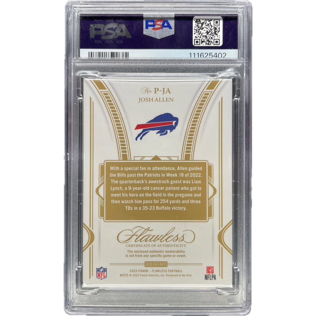 Josh Allen - 2022 Flawless Patches On-Card Autograph - PSA Graded Trading Card