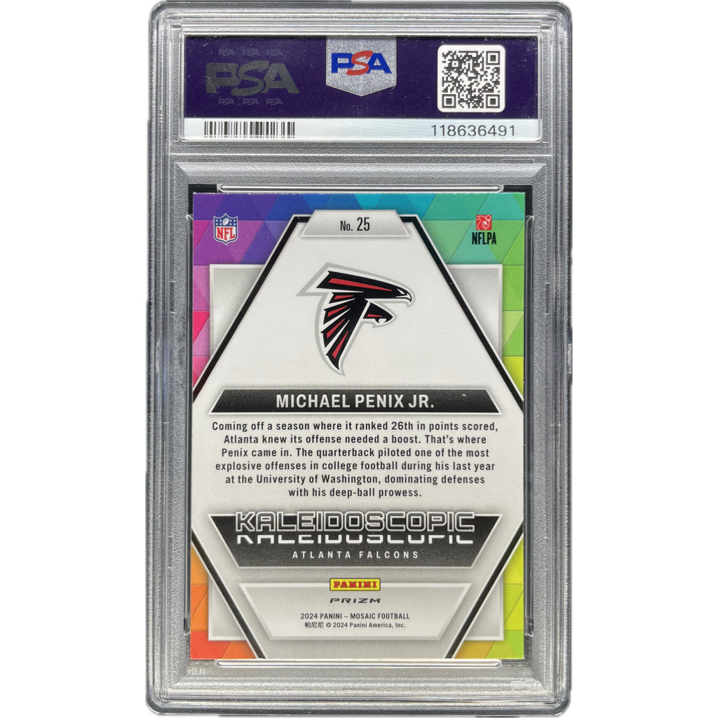 Michael Penix Jr - 2024 Mosaic Kaleidoscopic On-Card Autograph - PSA Graded Trading Card