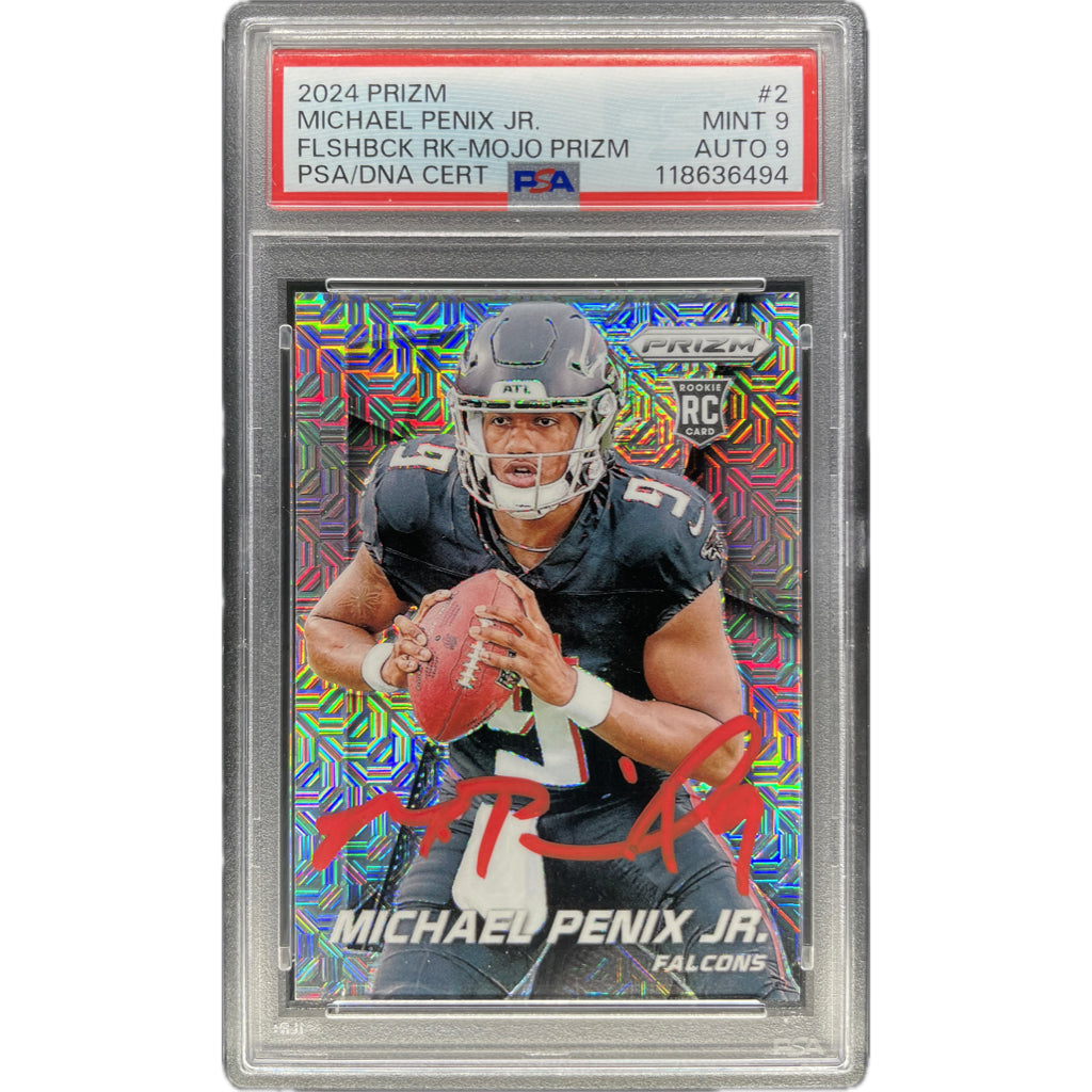 Michael Penix Jr - 2024 Prizm Flashback Rookie Mojo On-Card Autograph - PSA Graded Trading Card