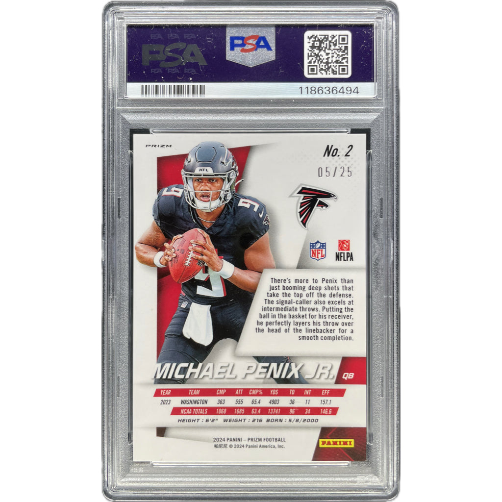 Michael Penix Jr - 2024 Prizm Flashback Rookie Mojo On-Card Autograph - PSA Graded Trading Card