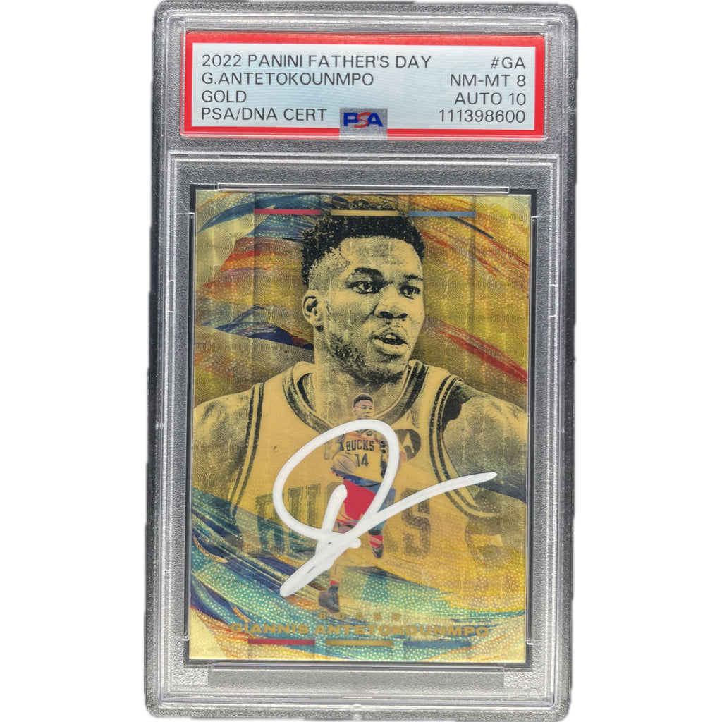 Giannis Antetokounmpo - 2022 Panini Father's Day Gold On-Card Autograph - PSA Graded Trading Card
