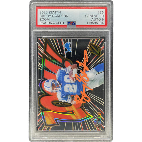 Barry Sanders - 2024 Zenith Zoom! On-Card Autograph - PSA Graded Trading Card