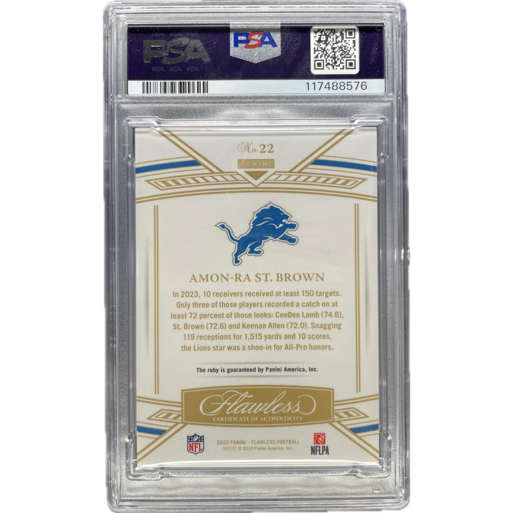 Amon-Ra St.Brown - 2023 Flawless Ruby On-Card Autograph - PSA Graded Trading Card