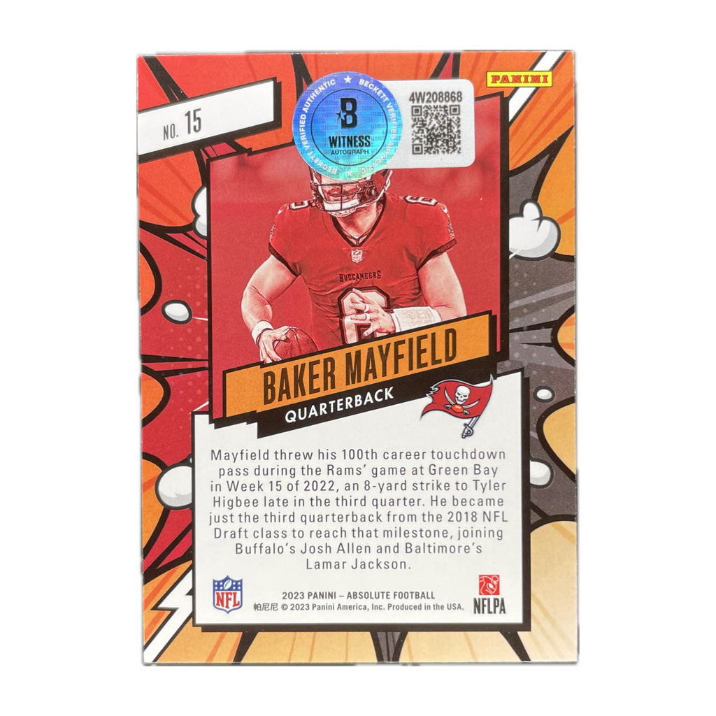 Baker Mayfield - 2023 Absolute Explosive On-Card Autograph - Beckett Authenticated Trading Card