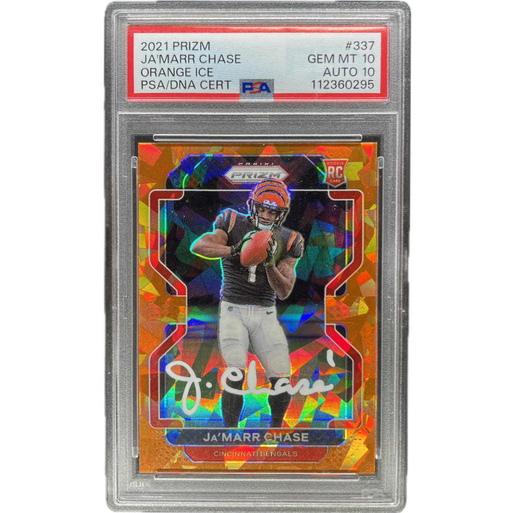 Jamarr Chase - 2021 Panini Prizm Orange Ice On-Card Autograph - PSA Graded Trading Card