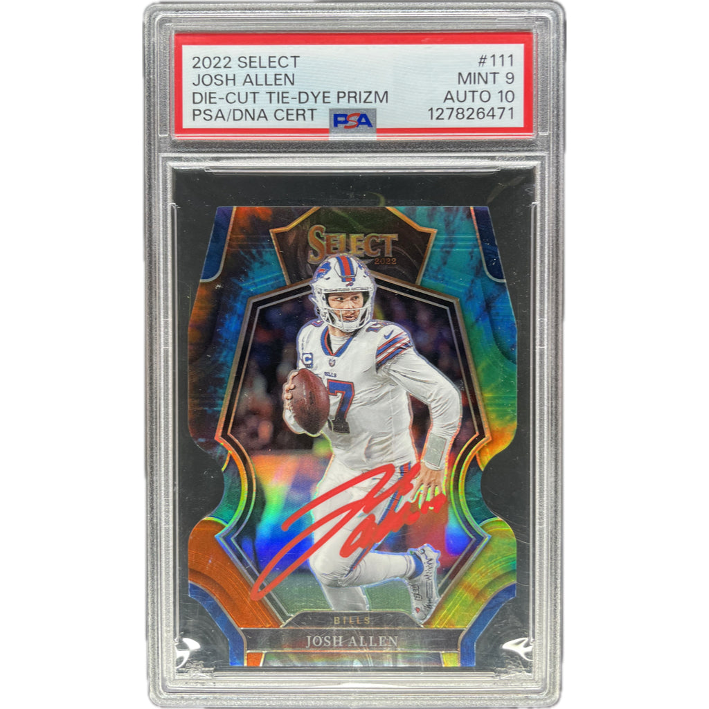 Josh Allen - Select Die-Cut Tie-Dye Prizm On-Card Autograph - PSA Graded Trading Card