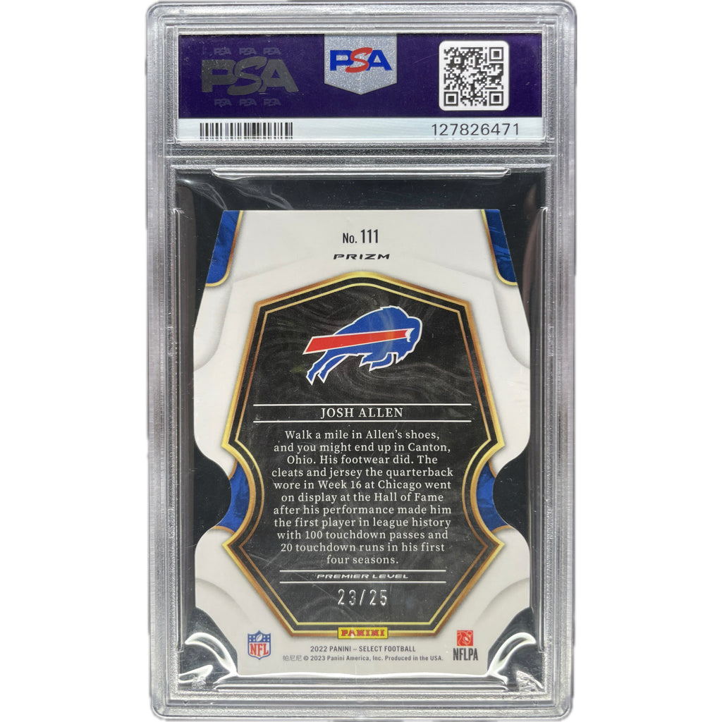 Josh Allen - Select Die-Cut Tie-Dye Prizm On-Card Autograph - PSA Graded Trading Card