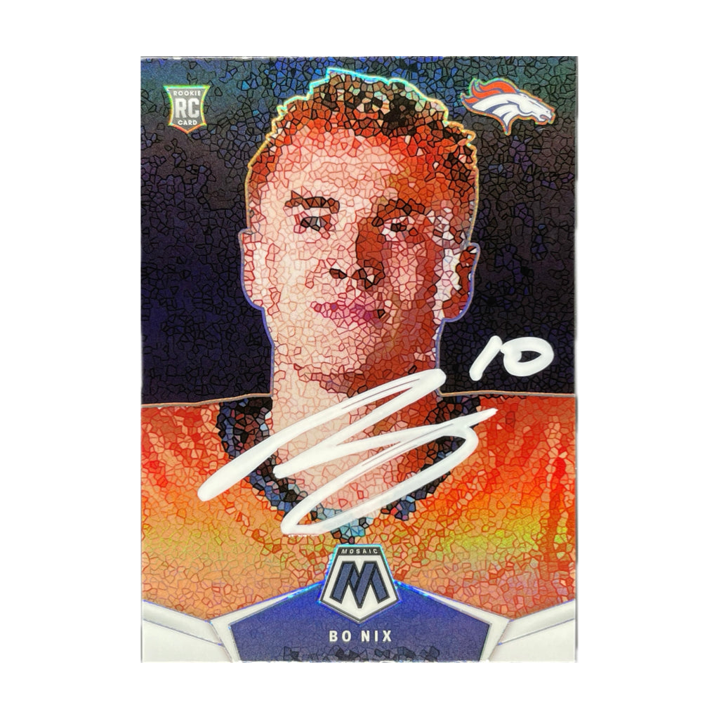 Bo Nix - 2024 Mosaic Micro-Mosaic On-Card Autograph - Beckett Authenticated Trading Card