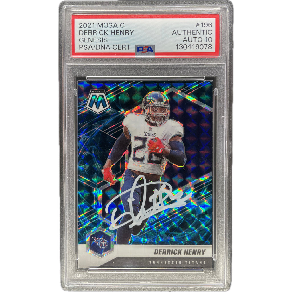 Derrick Henry - 2021 Mosaic Genesis On-Card Autograph - PSA Graded Trading Card