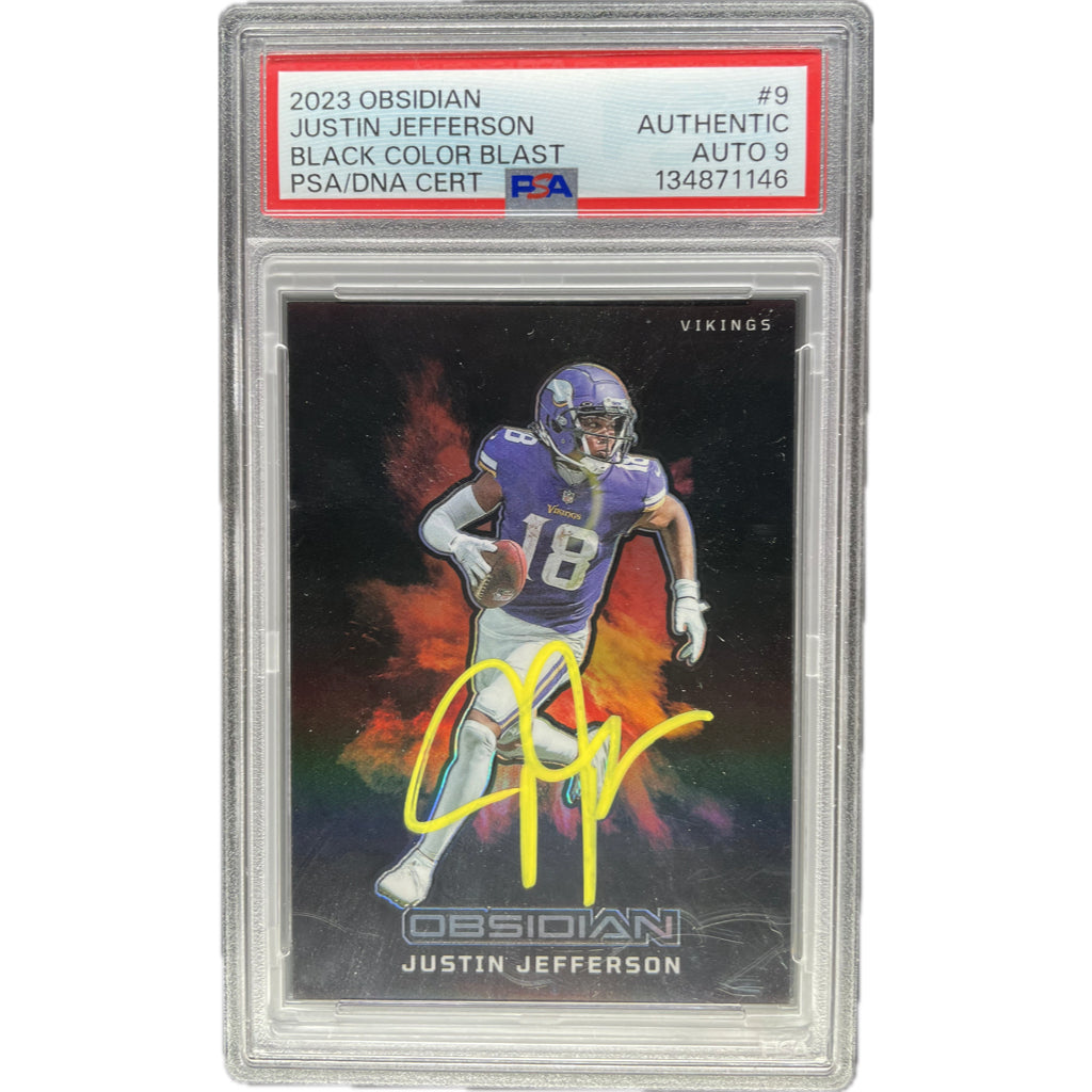 Justin Jefferson - 2023 Obsidian Black Color Blast On-Card Autograph - PSA Graded Trading Card