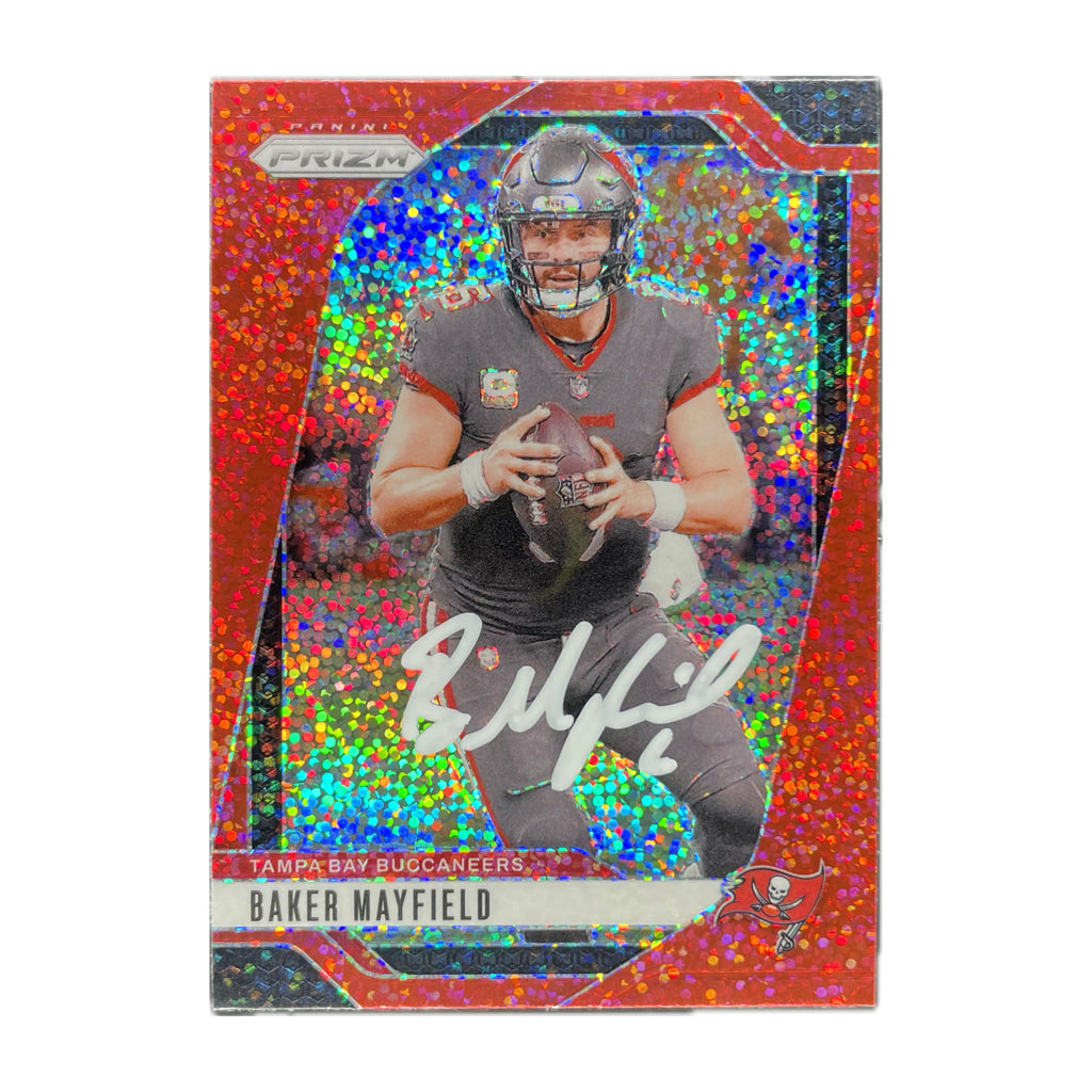 Baker Mayfield - 2024 Prizm Red Sparkle On-Card Autograph - Beckett Authenticated Trading Card