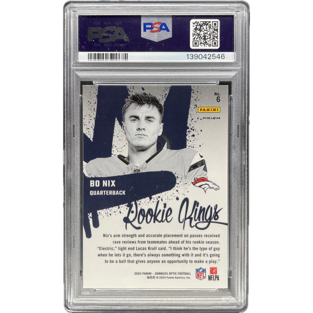 Bo Nix - 2024 Donruss Optic Rookie Kings On-Card Autograph - PSA Graded Trading Card
