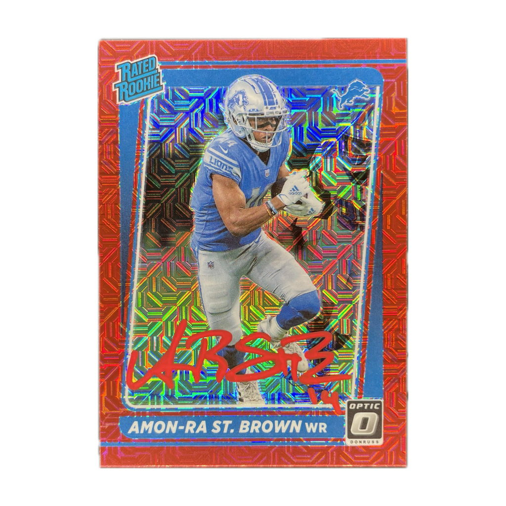 Amon-Ra St.Brown - 2021 Donruss Optic Rated Rookie Red Mojo On-Card Autograph -  Beckett Authenticated Trading Card