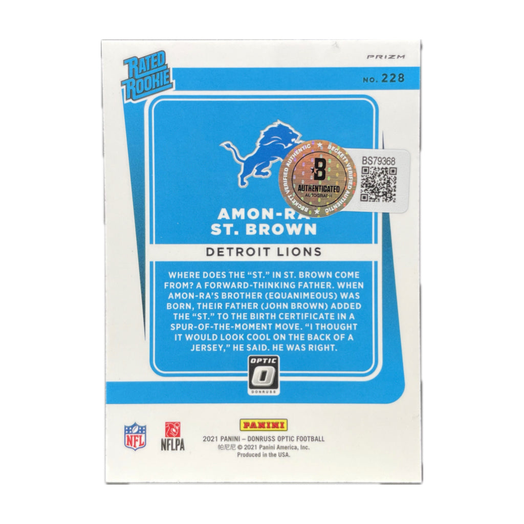 Amon-Ra St.Brown - 2021 Donruss Optic Rated Rookie Red Mojo On-Card Autograph -  Beckett Authenticated Trading Card