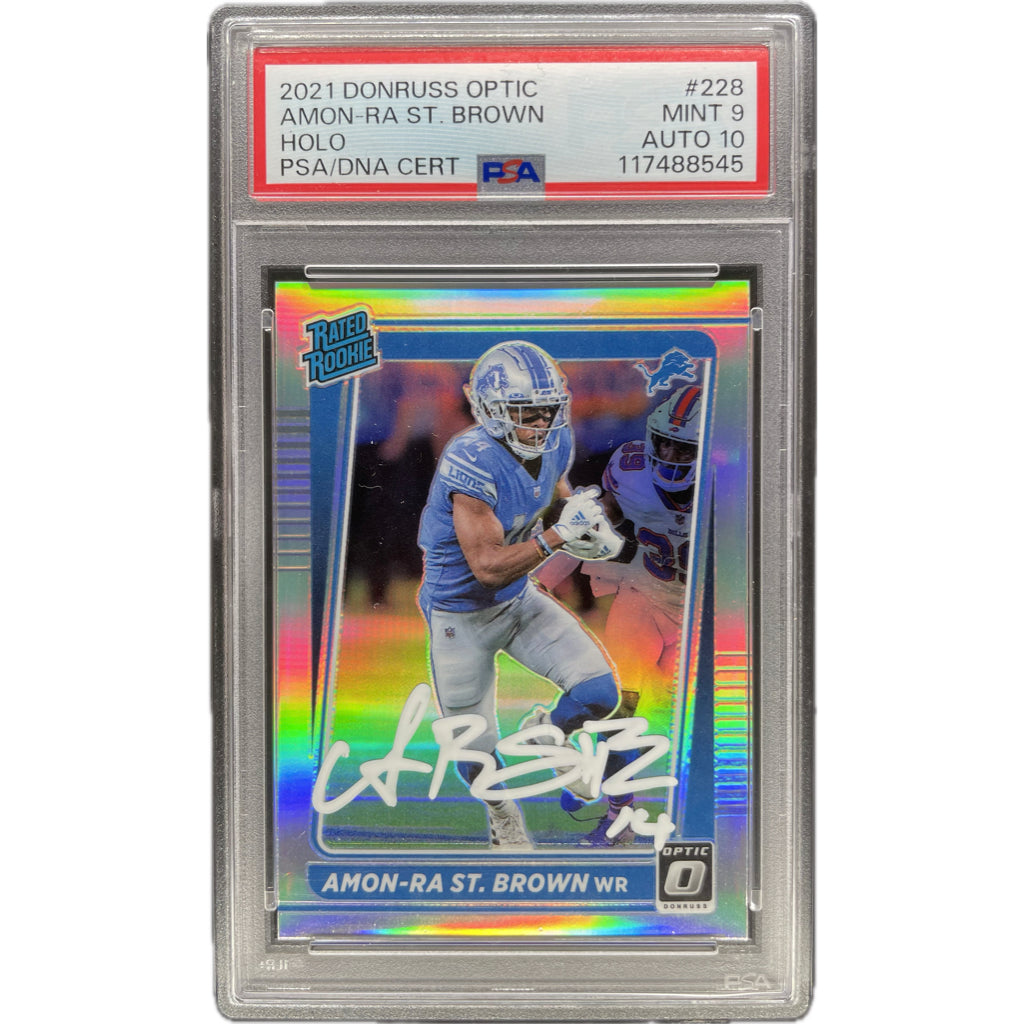 Amon-Ra St.Brown - 2021 Donruss Optic Holo On-Card Autograph - Beckett Authenticated Trading Card