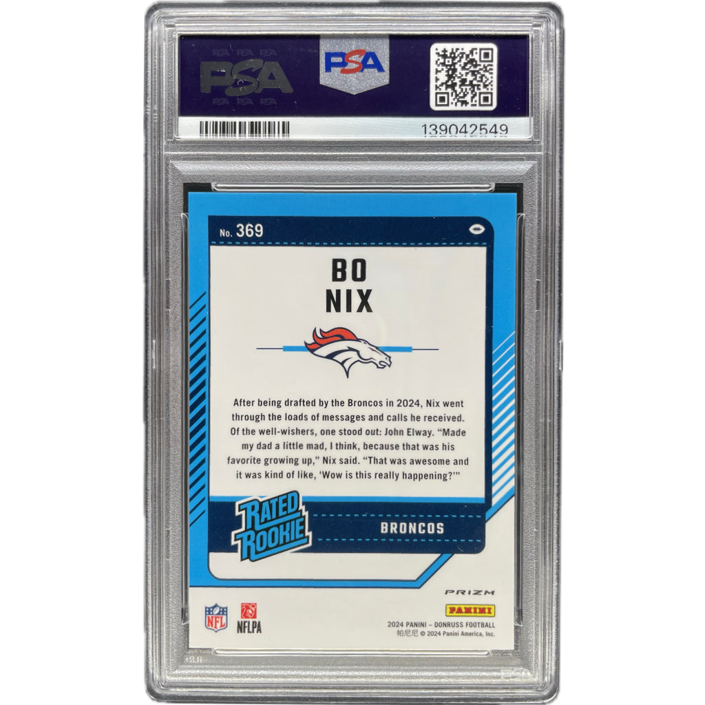Bo Nix - 2024 Donruss Optic Preview Football Emoji On-Card Autograph - PSA Trading Card