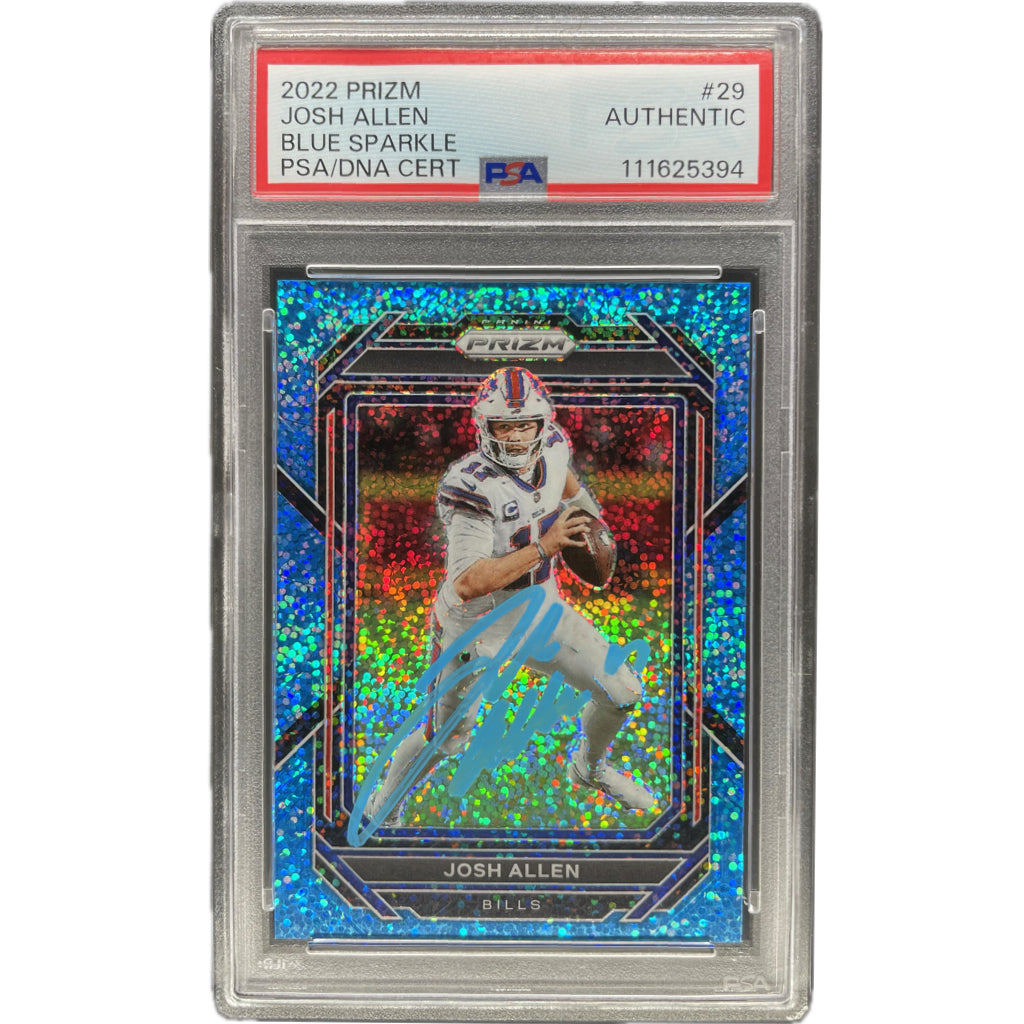 Josh Allen - 2022 Prizm Blue Sparkle On-Card Autograph - Beckett Authenticated Trading Card