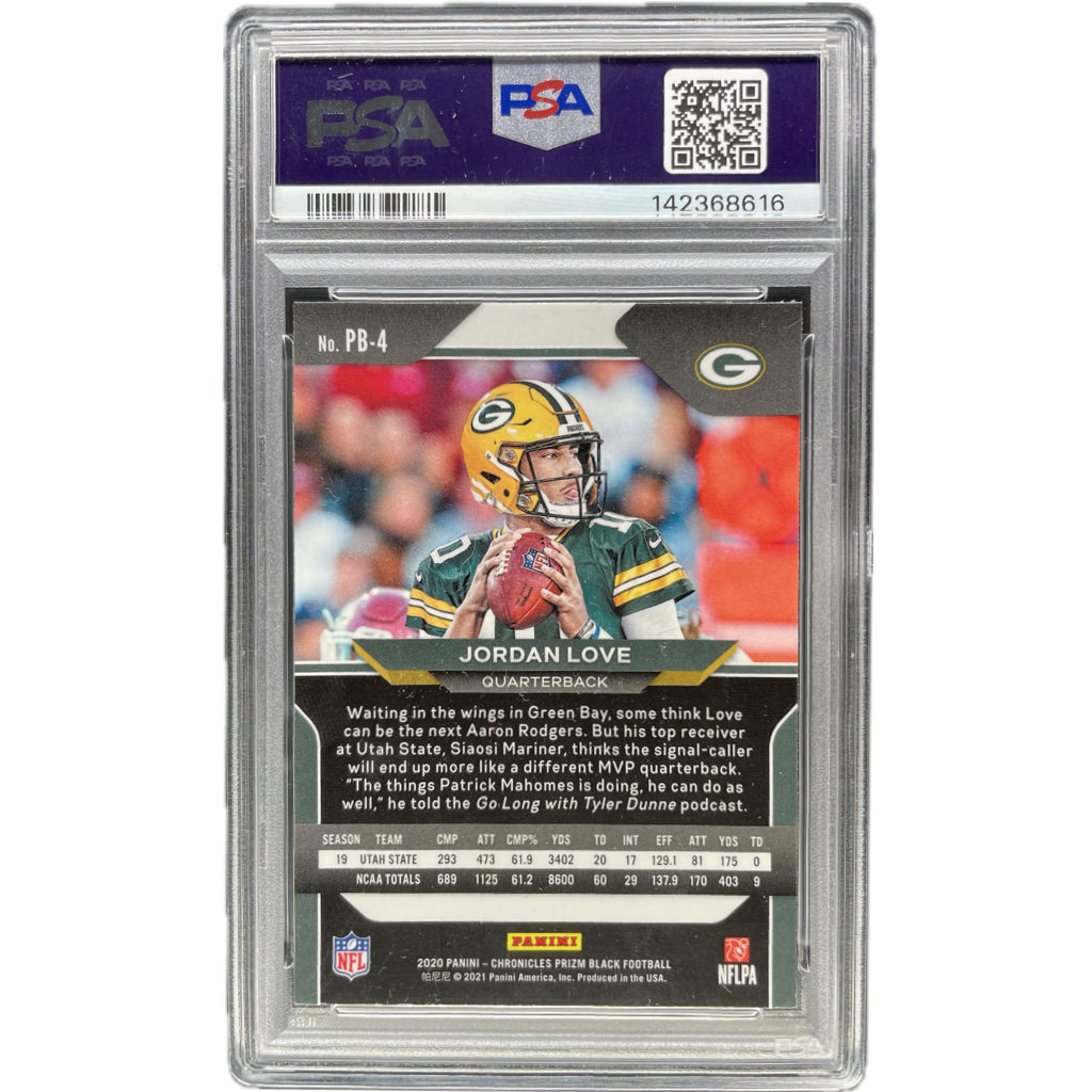 2020 Panini Chronicles Prizm Black Jordan Love #PB4 PSA 9 Auto 10