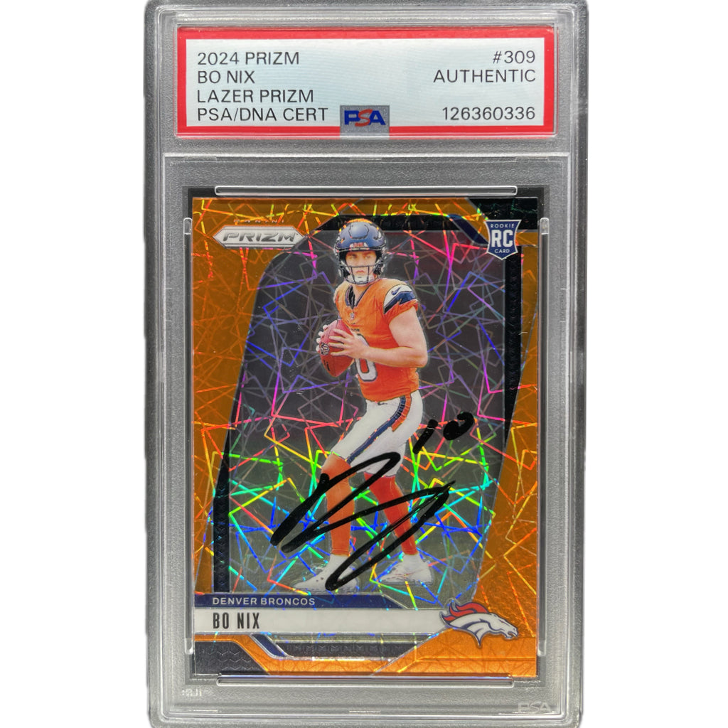 2024 Panini Prizm Bo Nix Lazer Prizm #309 PSA AUTH Auto AUTH