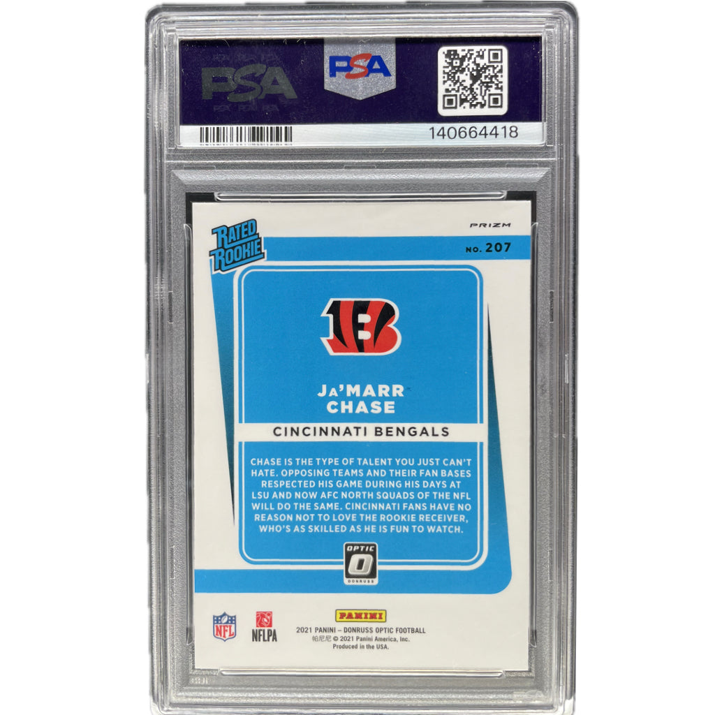 2021 Panini Donruss Optic Ja'Marr Chase Holo #207 PSA AUTH Auto 9