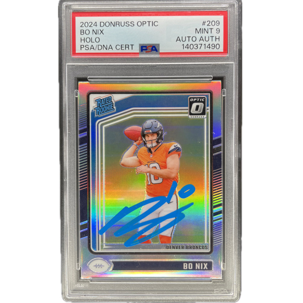 2024 Panini Donruss Optic Bo Nix Holo #209 PSA 9 Auto AUTH