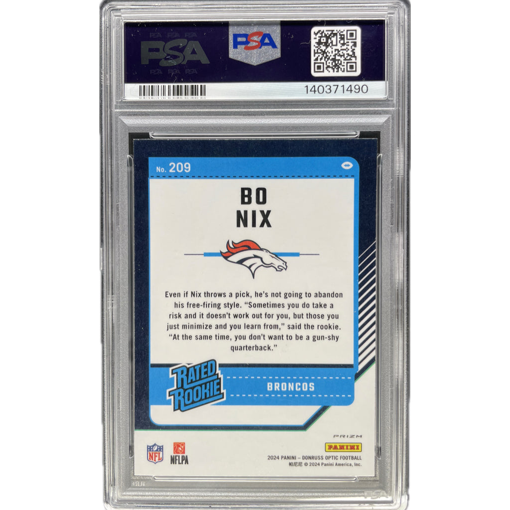 2024 Panini Donruss Optic Bo Nix Holo #209 PSA 9 Auto AUTH