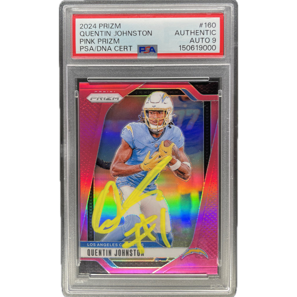 2024 Panini Prizm Quentin Johnston Pink Prizm #160 PSA AUTH Auto 9
