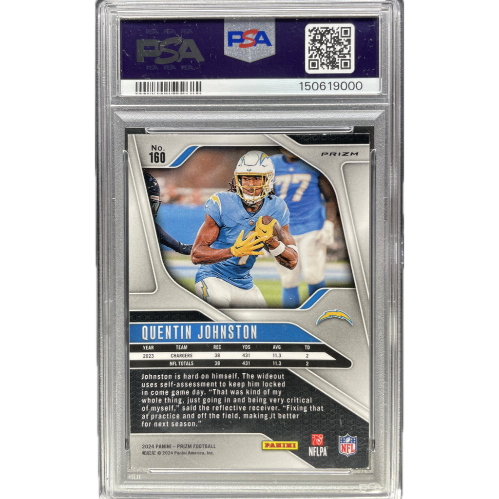 2024 Panini Prizm Quentin Johnston Pink Prizm #160 PSA AUTH Auto 9