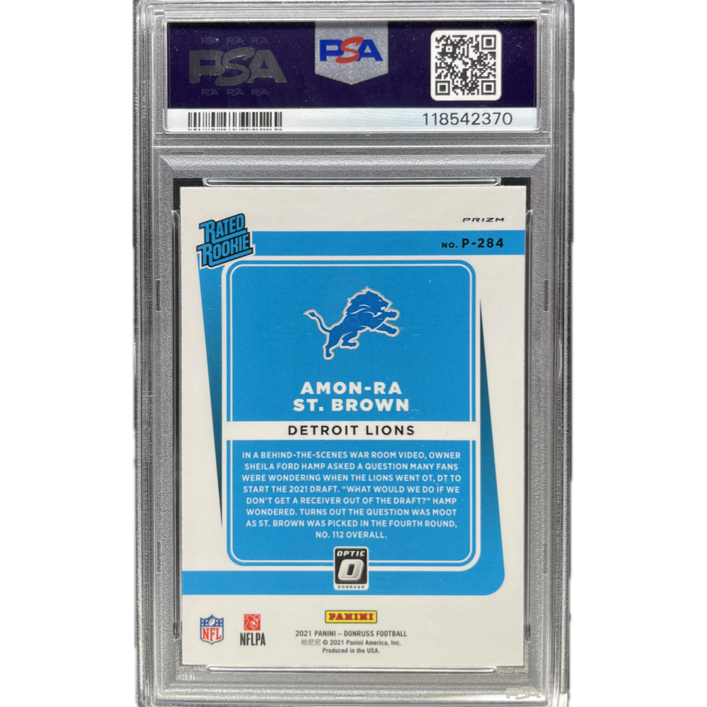 2021 Panini Donruss Amon-Ra St. Brown Optic Preview-Holo #P284 PSA 9 Auto 10
