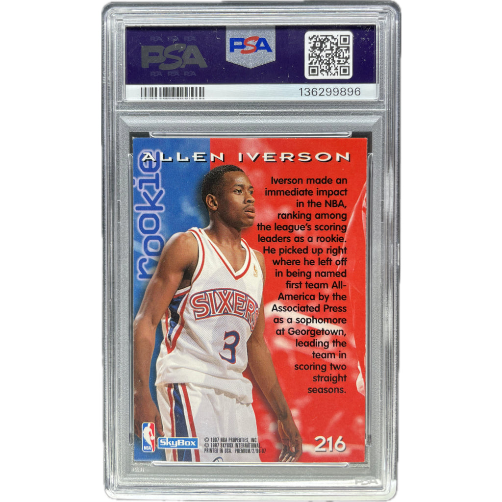 1996 Skybox Premium Allen Iverson #216 PSA AUTH Auto 10
