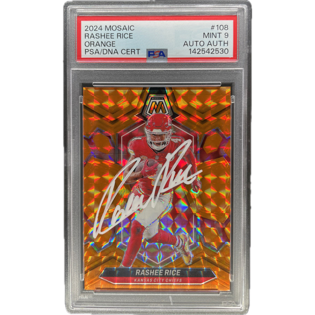 2024 Panini Mosaic Rashee Rice Orange #108 PSA 9 Auto AUTH