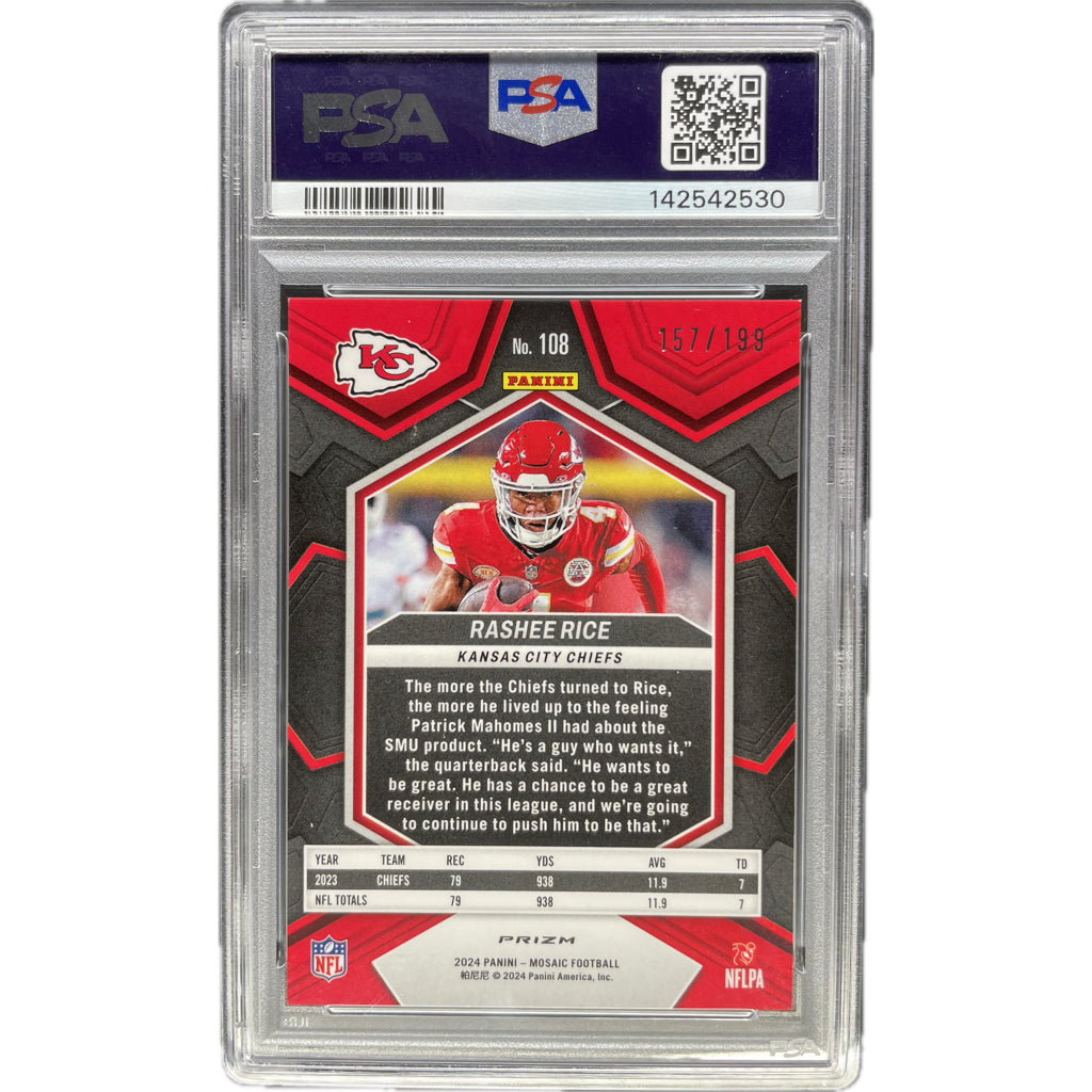 2024 Panini Mosaic Rashee Rice Orange #108 PSA 9 Auto AUTH