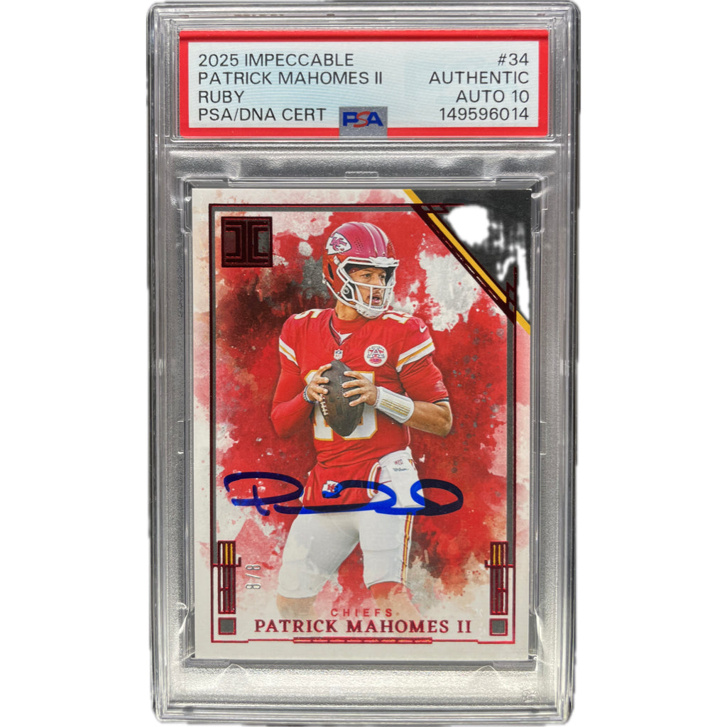 2025 Panini Impeccable Patrick Mahomes II Ruby #34 PSA AUTH Auto 10