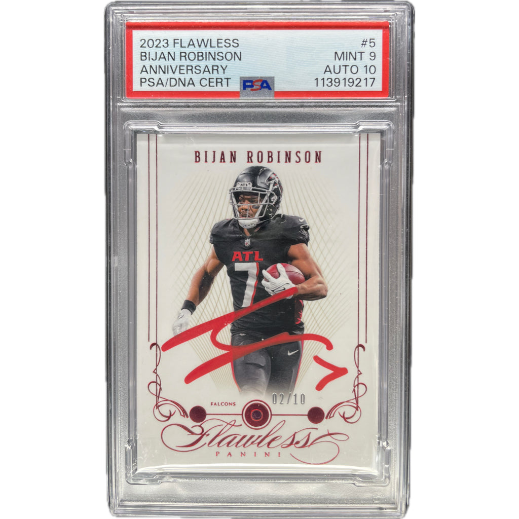 2023 Panini Flawless Anniversary Bijan Robinson #5 PSA 9 Auto 10