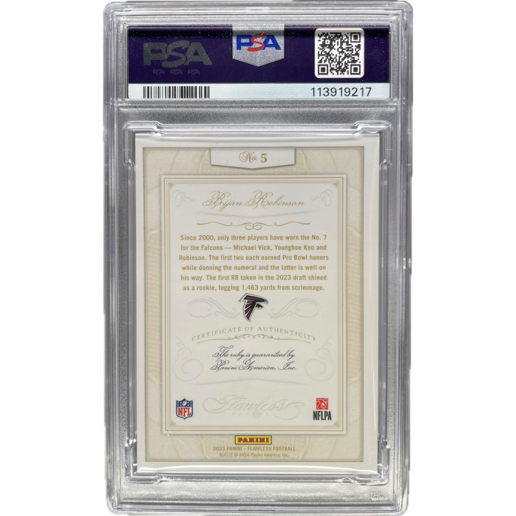 2023 Panini Flawless Anniversary Bijan Robinson #5 PSA 9 Auto 10