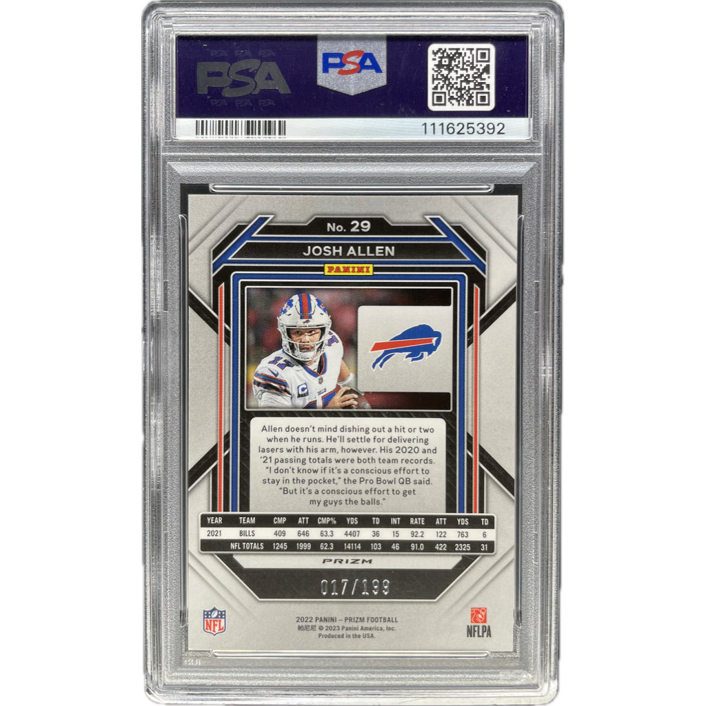 2022 Panini Prizm Josh Allen Blue Wave #29 PSA 9 Auto AUTH